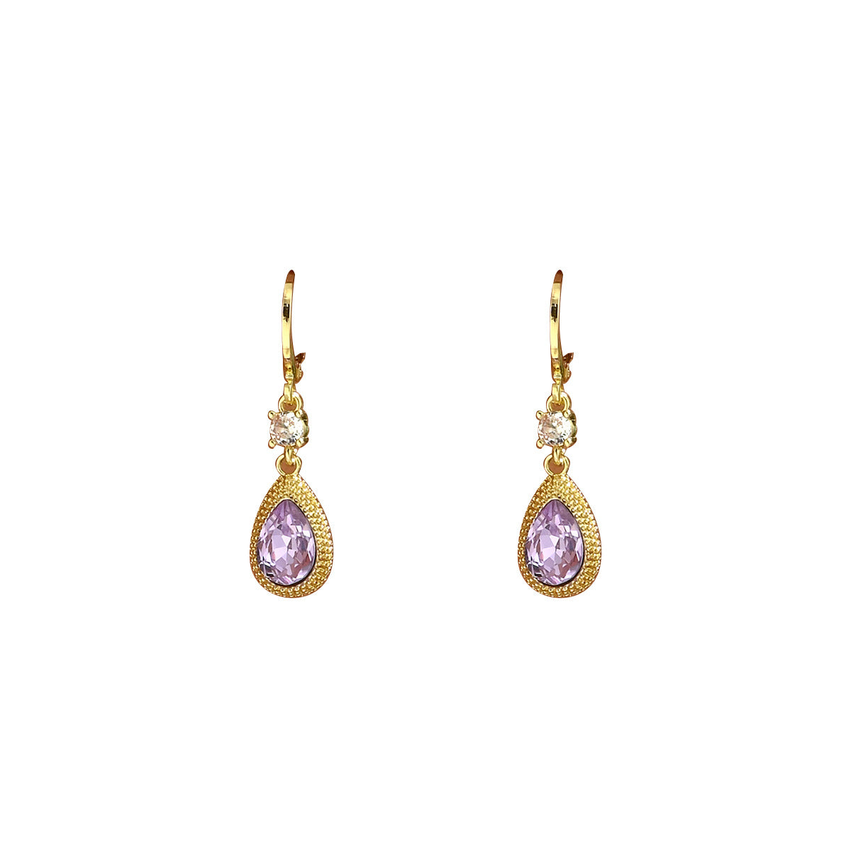 Pendientes Geométricos Minimalistas para Mujer con Incrustaciones de Amatista en Base de Cobre y Postes de Acero Inoxidable