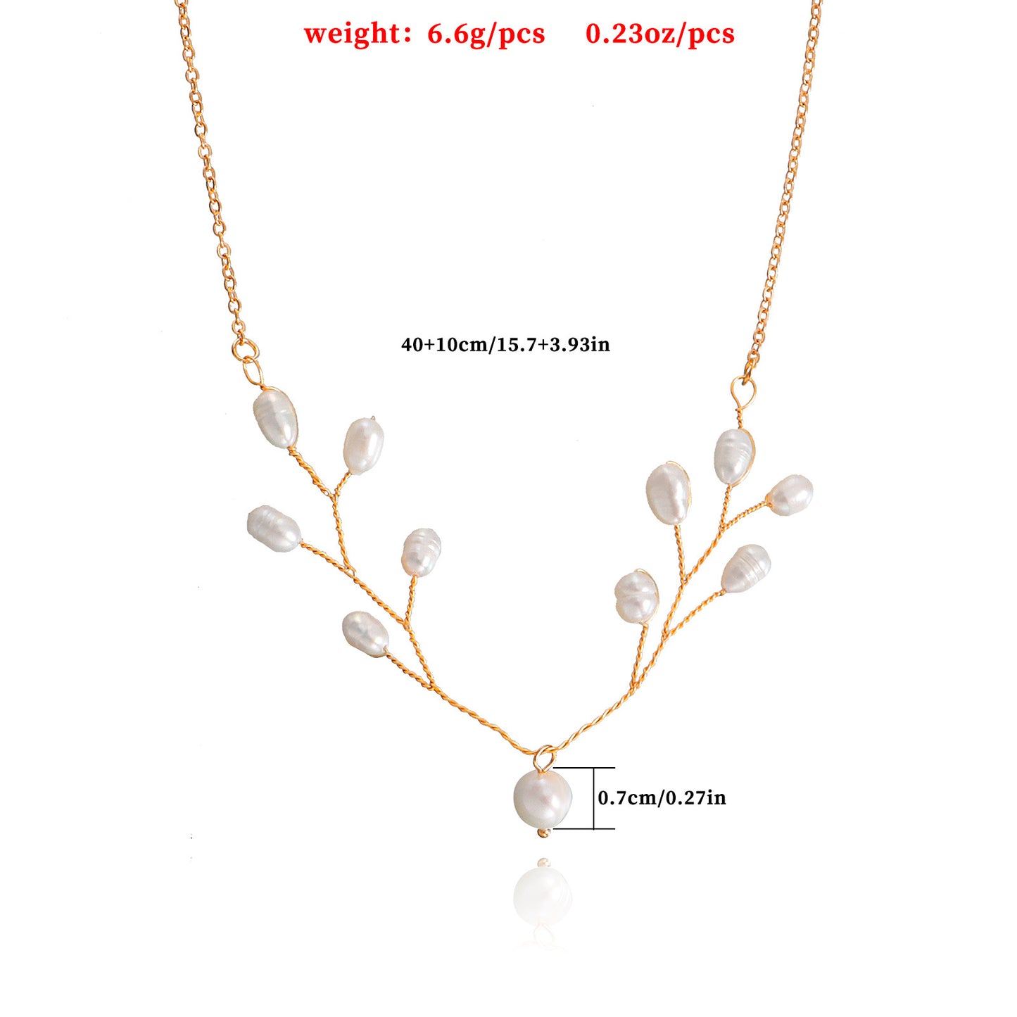Minimalist Handwoven Branch-Shaped Alloy Necklace with Freshwater Pearl Pendant for Women
