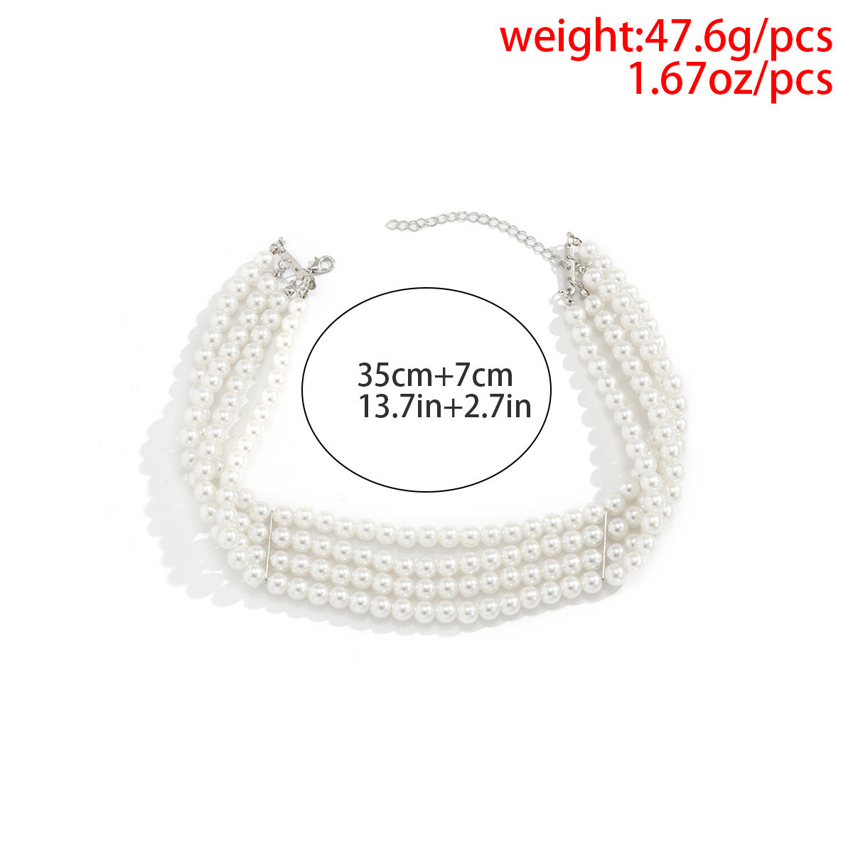 Elegant Multi-Layer Geometric Resin Pearl Choker Necklace with Snake Chain for Women