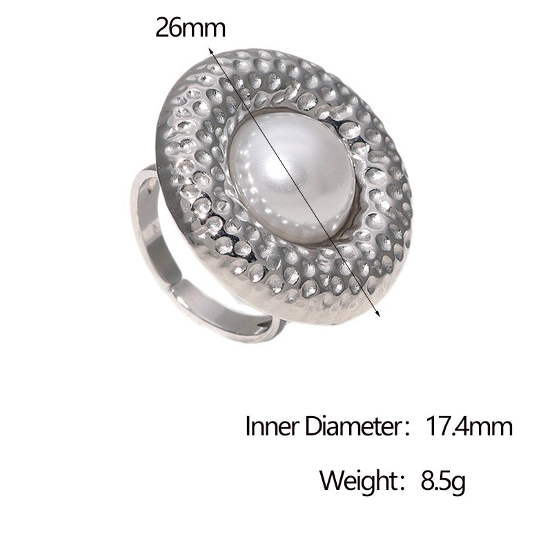 Anello Aperto Geometrico Martellato Minimalista in Acciaio Inossidabile Placcato Oro 18K da Donna