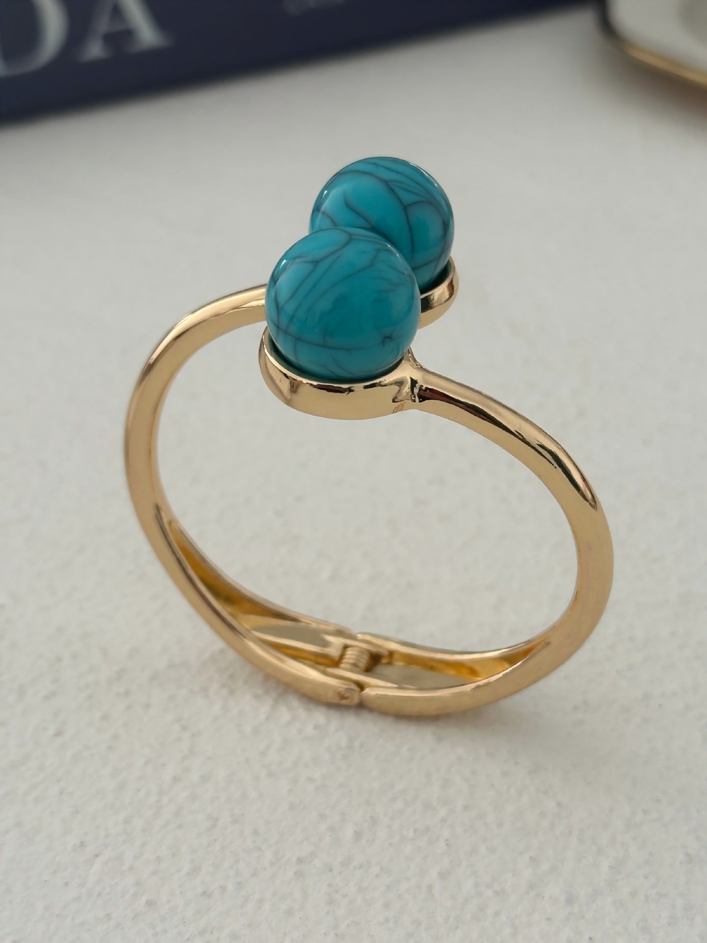 Bracciale Geometrico in Lega Placcata Turchese Naturale da Donna
