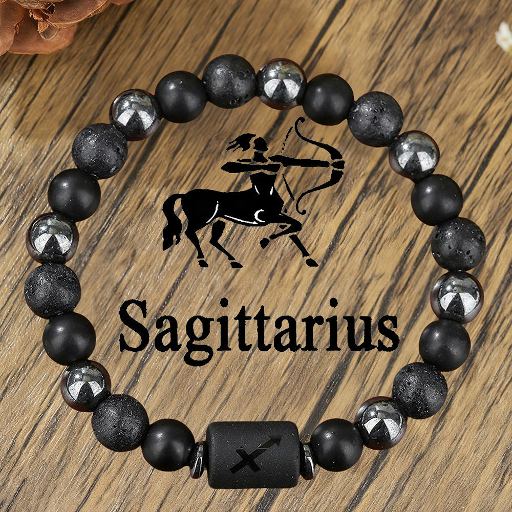 Vintage Handmade Round Volcanic Stone Beaded Bracelet Unisex