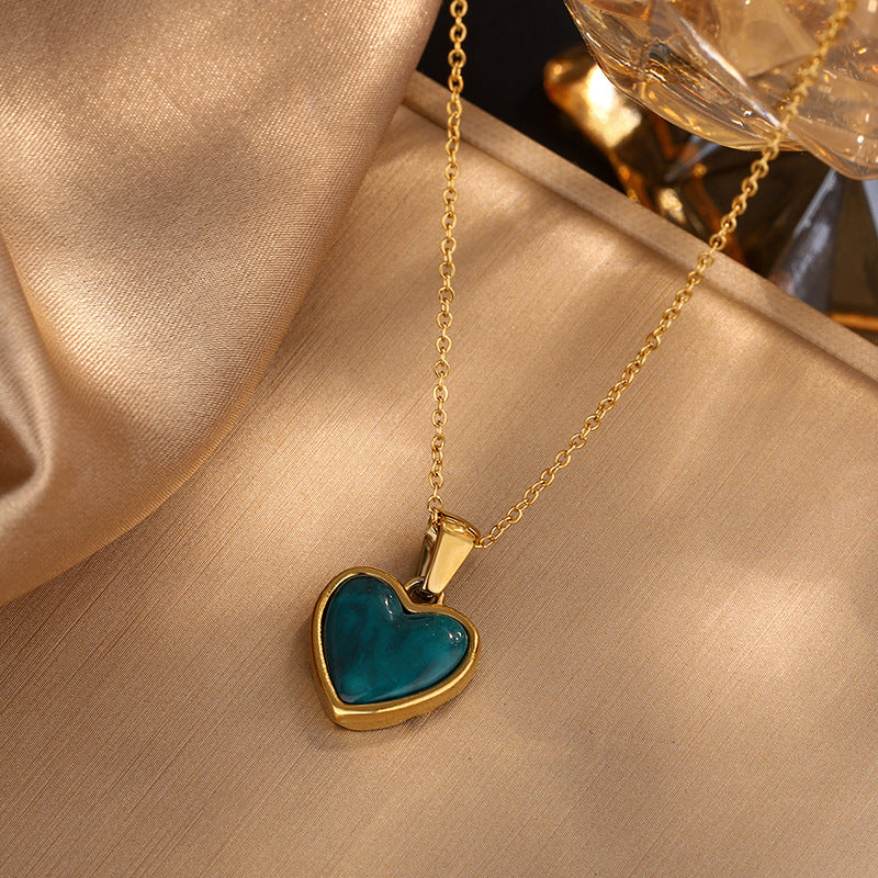 Collana con Ciondolo Minimalista a Cuore in Acciaio Inox Placcato per Donne