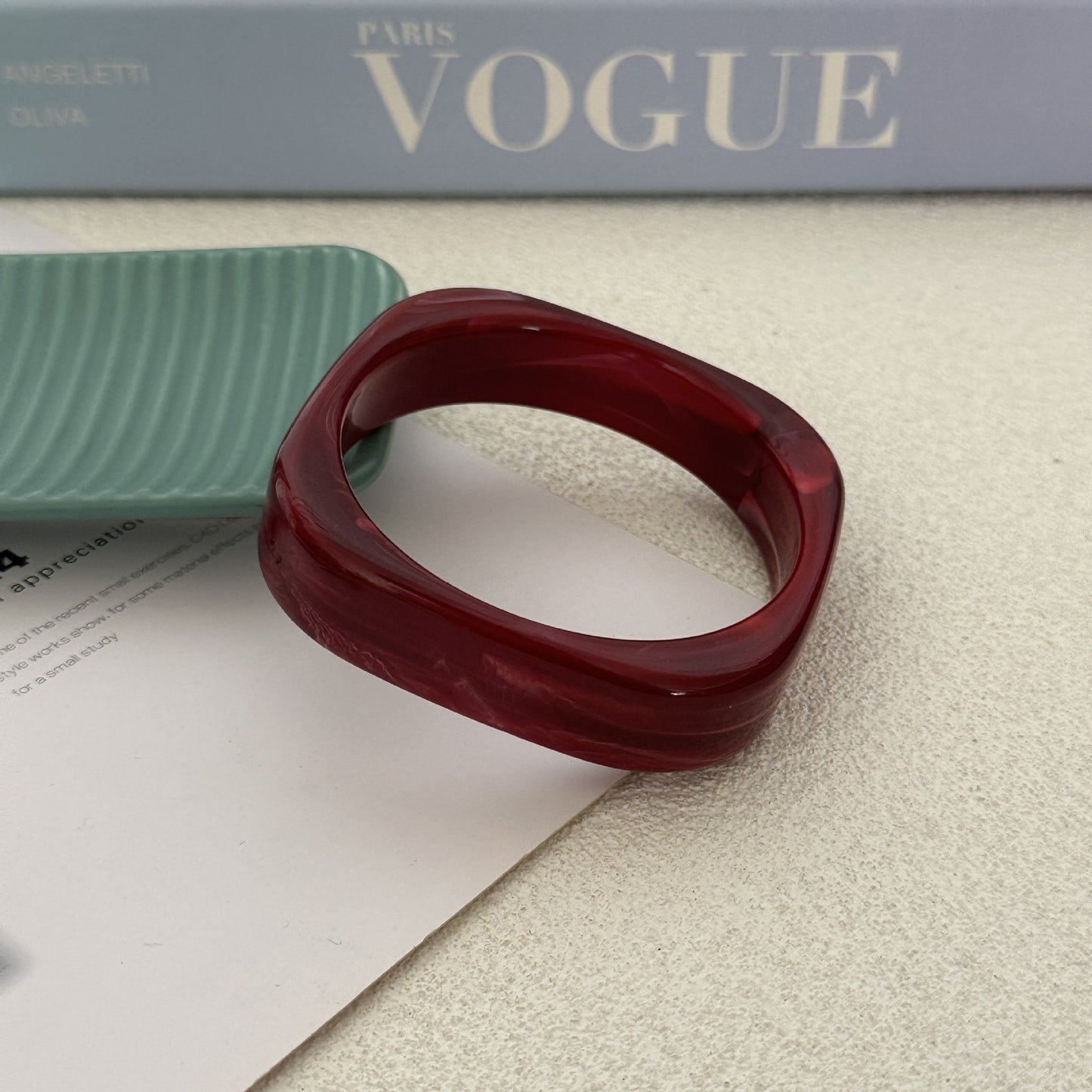 Vintage Enamel Drip Oil Plated Geometric Wave Bamboo Joint Open Cuff Bracelet for Women