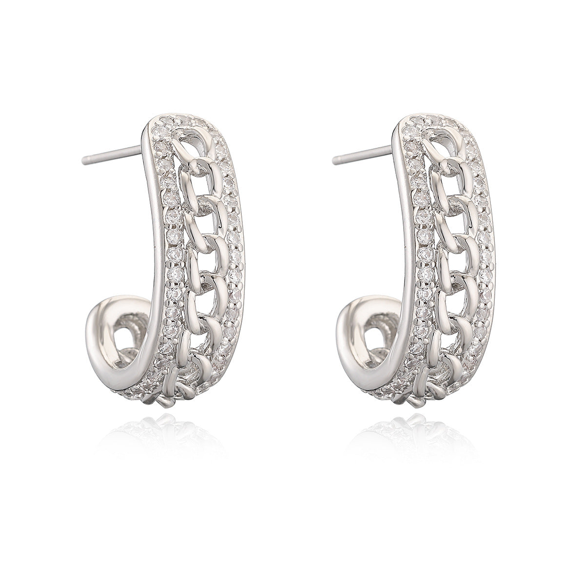 Minimalist Elegant Geometric Brass Gold Plated Cubic Zirconia Earrings for Women