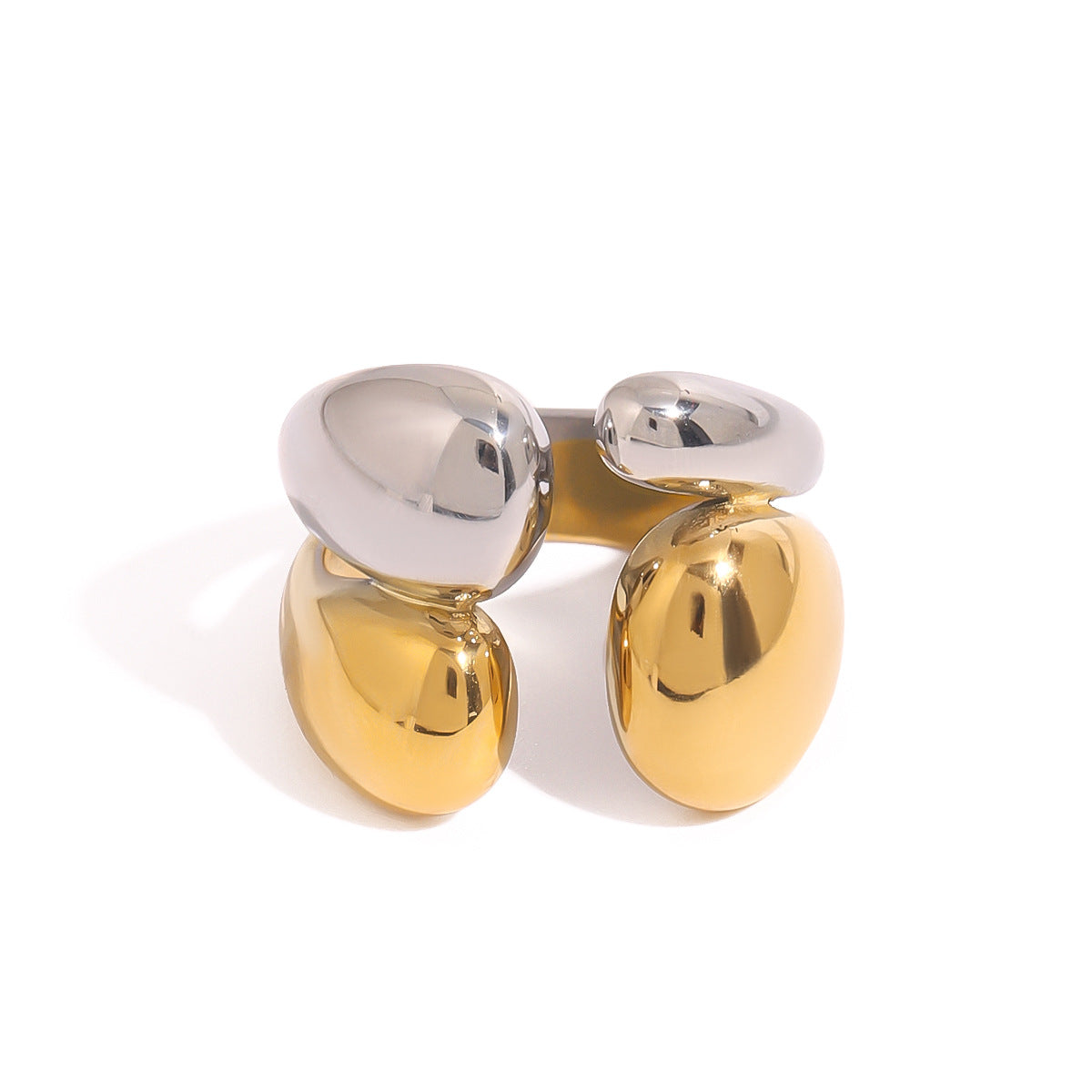 Geometric Plated Stainless Steel Ring for Women