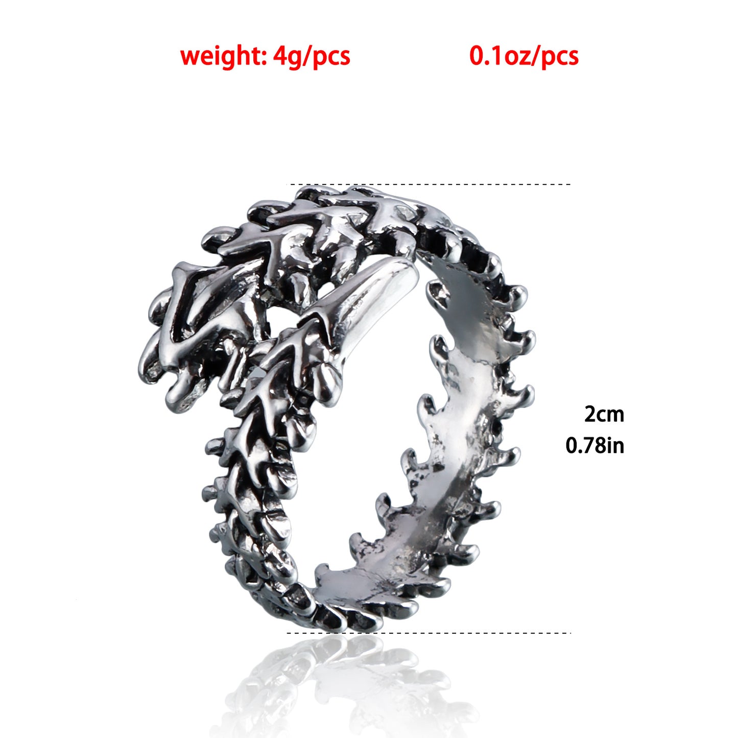 Vintage Geometric Spine Bone Ring with Adjustable Opening in Plated Metal for Women