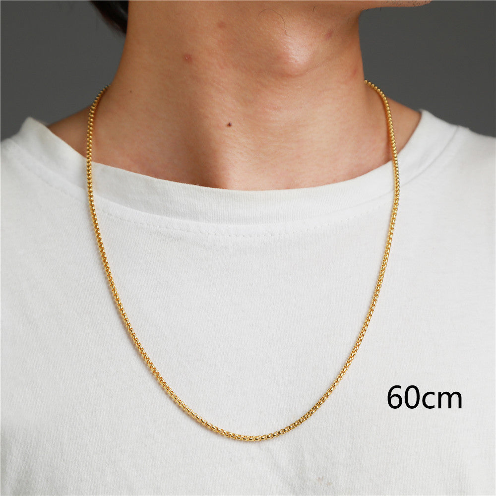 Geometric Stainless Steel Plated Necklace with Alloy Pendant for Men and Women