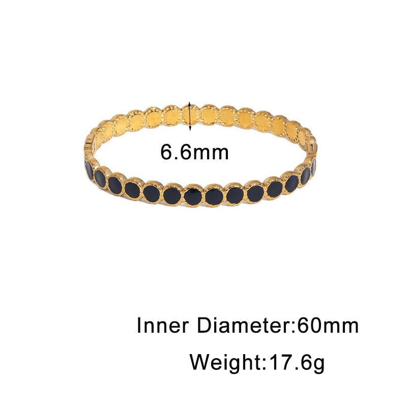 Vintage Elegant Geometric Round Gold Plated Stainless Steel Bracelet