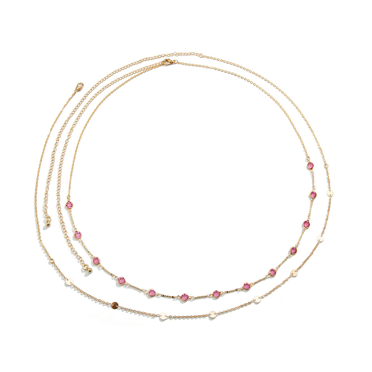 Casual Geometric Rhinestone Inlay Metal Double Layer Body Chain for Women