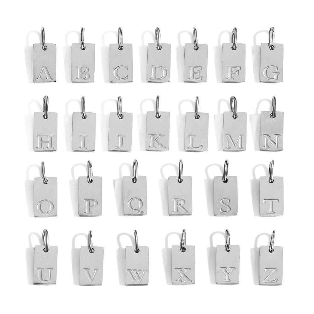 Minimalist Square Letter Stainless Steel Gold Plated Pendant Box Chain Necklace