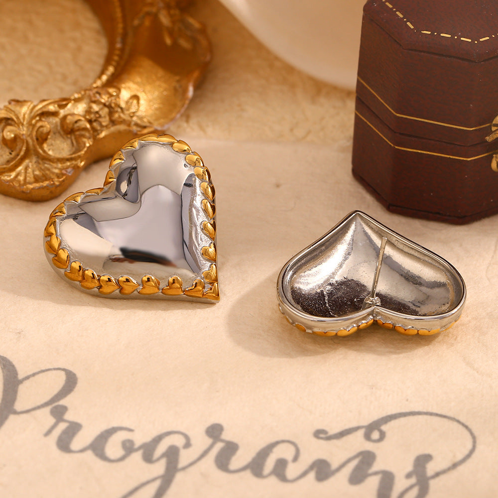 Orecchini a Cuore Minimalisti in Acciaio Inossidabile Placcati Oro 18K da Donna