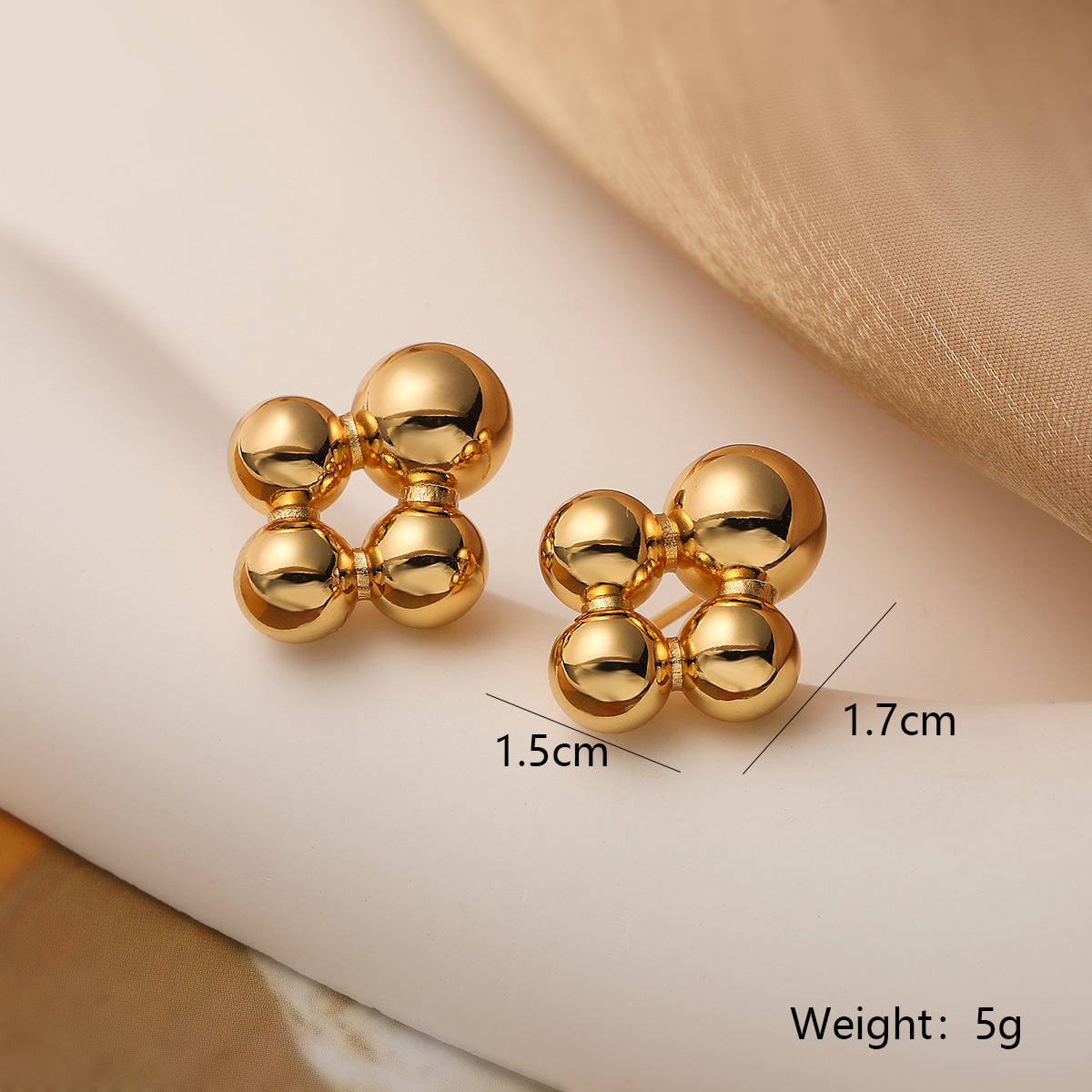 Orecchini Geometrici Minimalisti da Donna in Ottone con Placcatura in Oro Vero, Gioielli per Orecchie alla Moda dal Design Irregolare