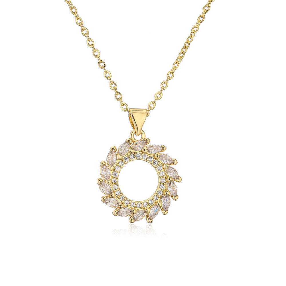 Minimalist Geometric Pendant Necklace for Women in Copper with Real Gold Plating and Micro-Pave Zirconia