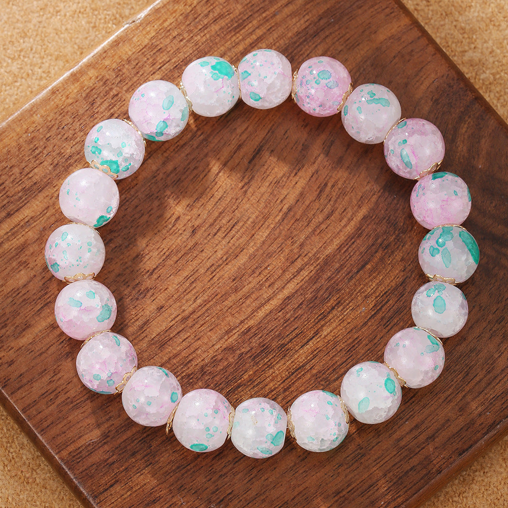 Minimalist Handmade Geometric Round Resin Beaded Bracelet