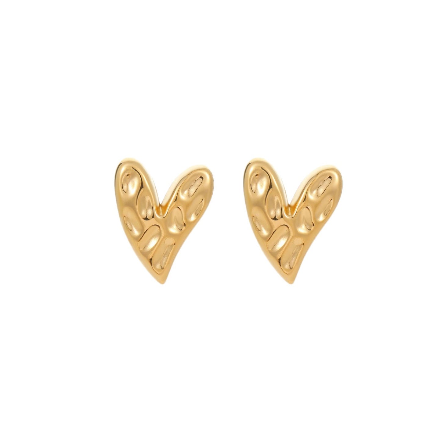 Irregular Heart Texture Titanium Steel Stud Earrings for Women with Plated Finish and Fashionable Retro Design