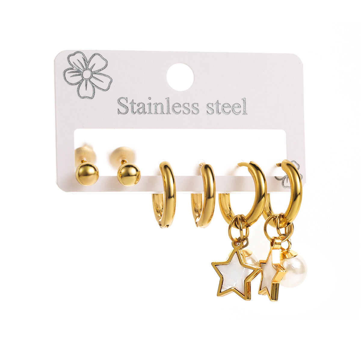 Pendientes de botón minimalistas geométricos de acero inoxidable con acabado chapado para mujer