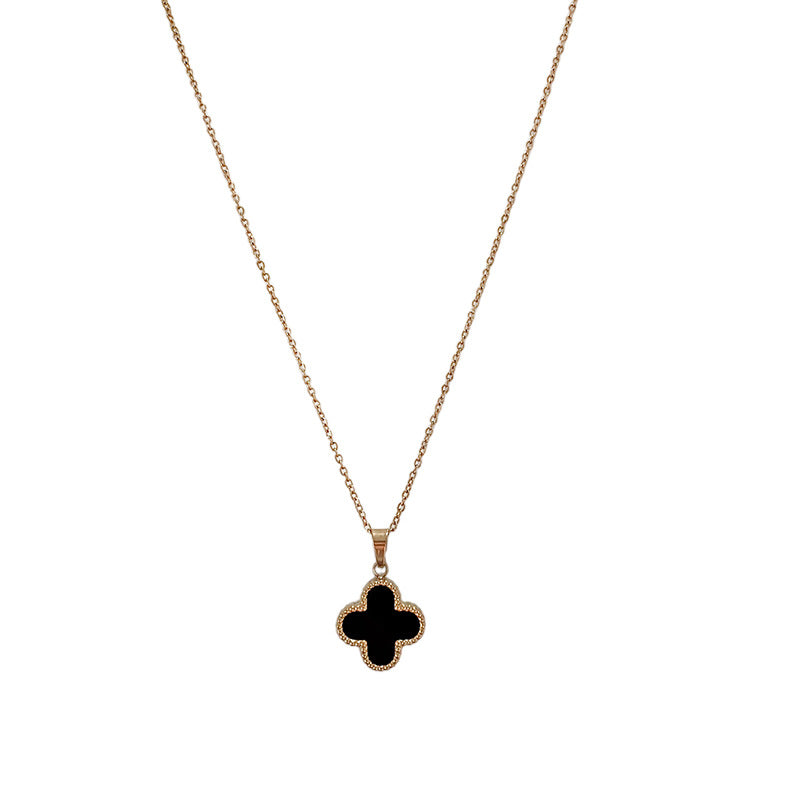 Minimalist Luxury Gold Plated Titanium Steel Four-Leaf Clover Necklace for Unisex