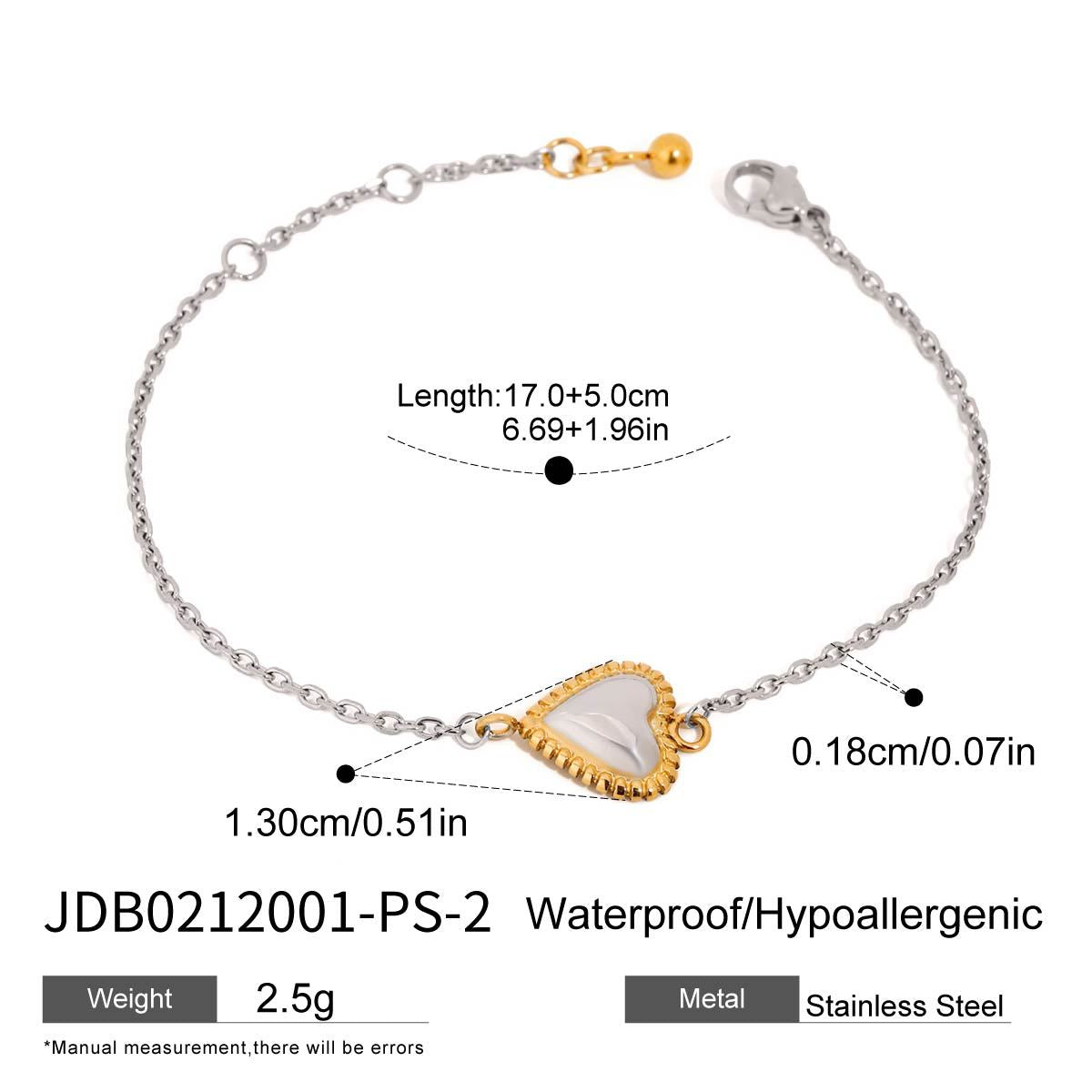 Minimalist Elegant Heart Stainless Steel and Titanium Steel Plated Necklace Earring Bracelet Set for Women