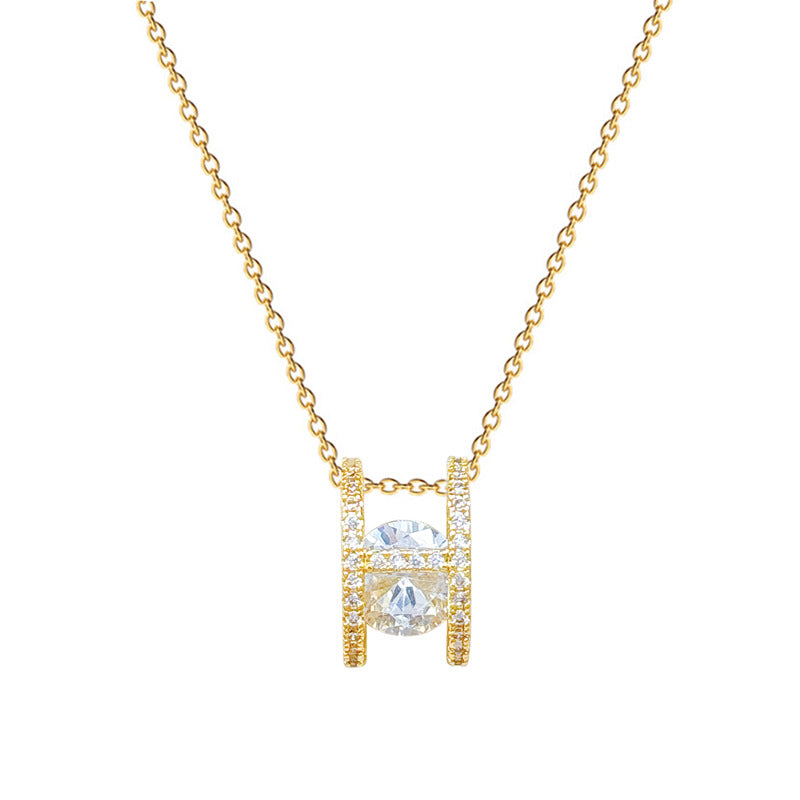 Sweet Minimalist Full Cubic Zirconia Letter Geometric Titanium Steel Necklace for Unisex