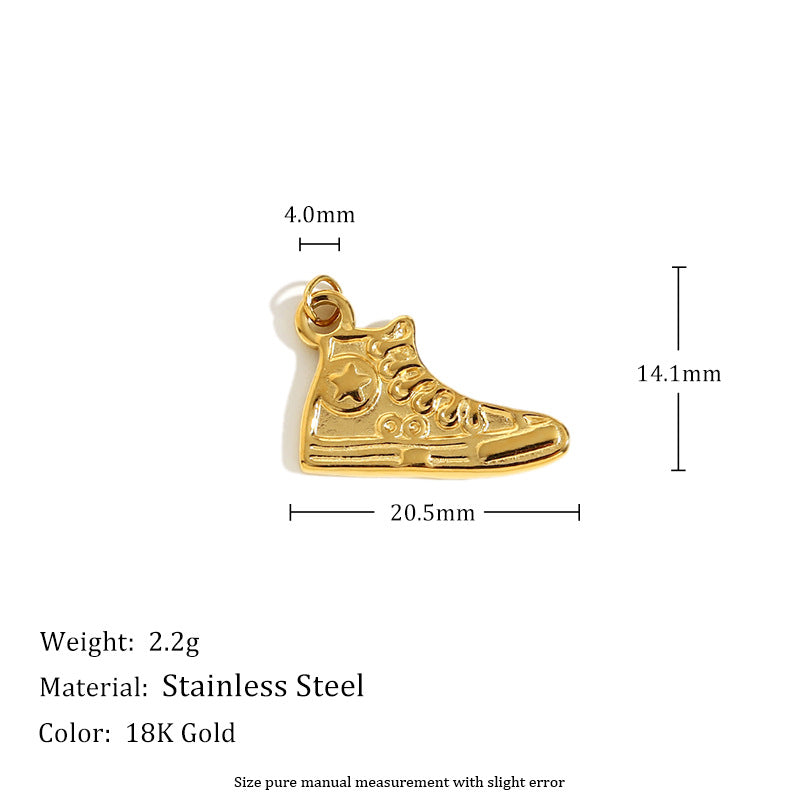 18K Gold Plated Stainless Steel Heart Charm Bar for Women