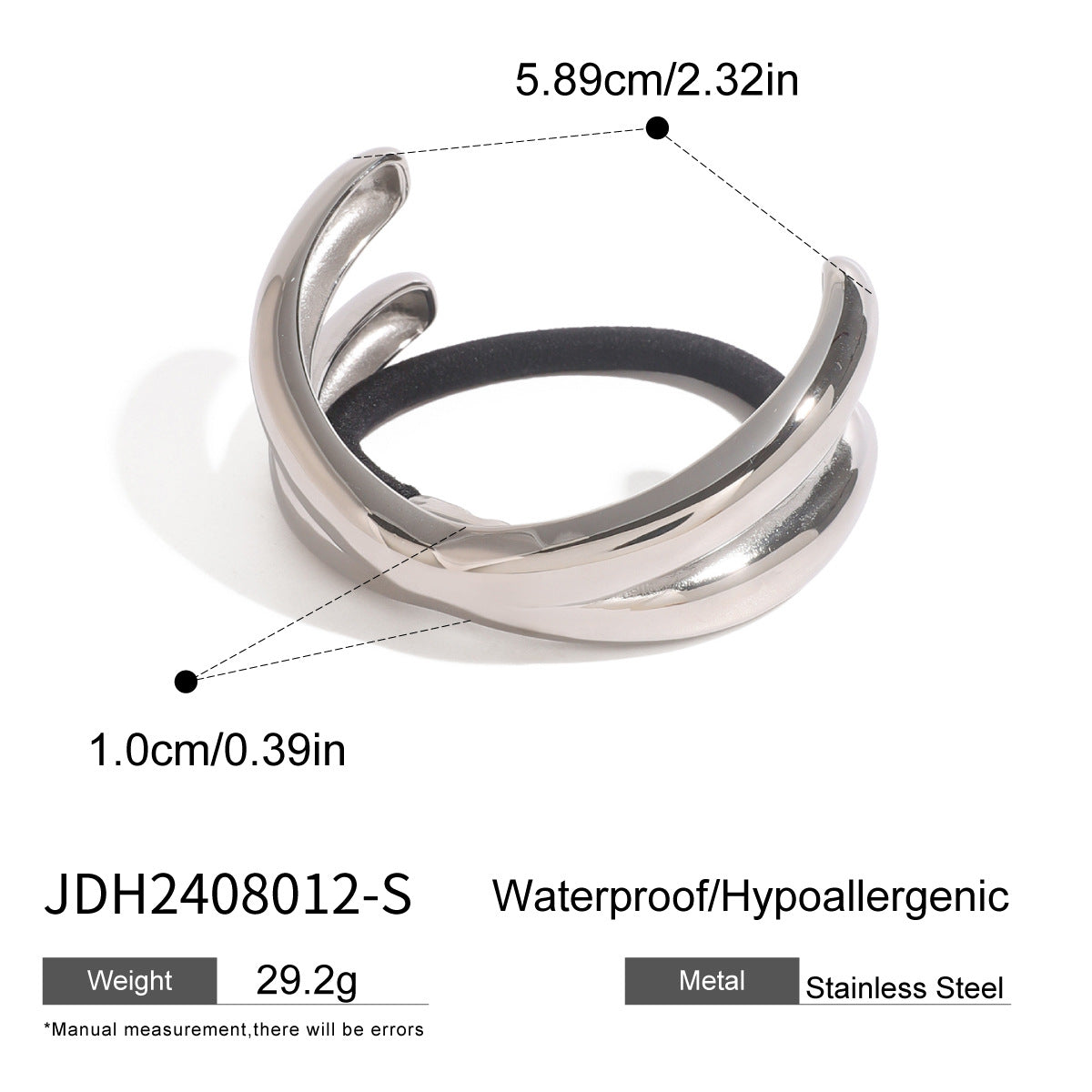 Minimalist Geometric Stainless Steel Hair Tie with Plated Finish for Thick Hair Ponytail
