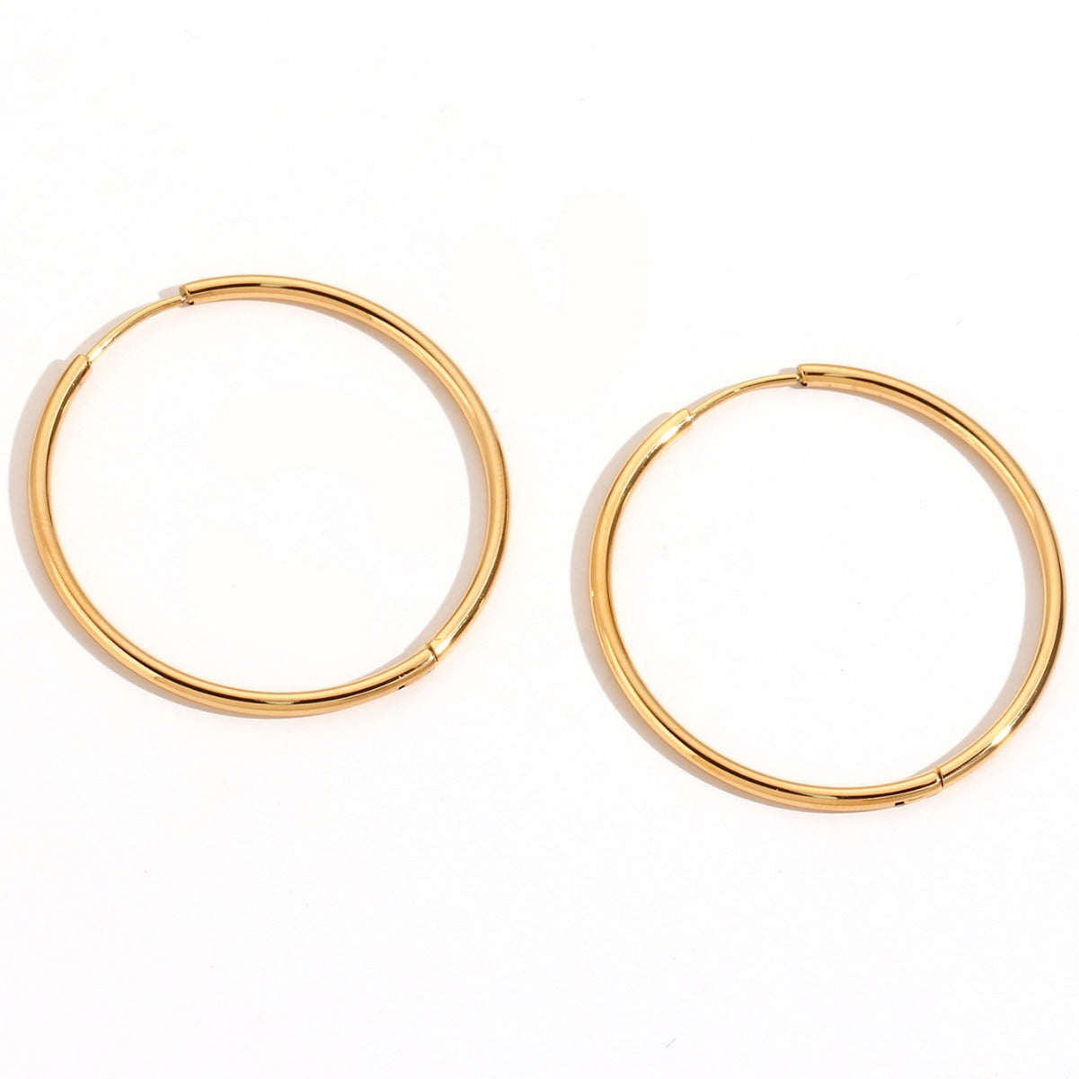 Minimalist Geometric Stainless Steel Hoop Earrings with 18K Gold Plating for Women