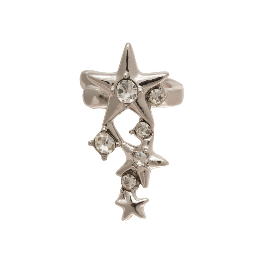 Orecchini a clip con strass a stella minimalisti da donna, senza piercing, alla moda, clip per osso dell'orecchio, gioielli di lusso leggeri e minimalisti