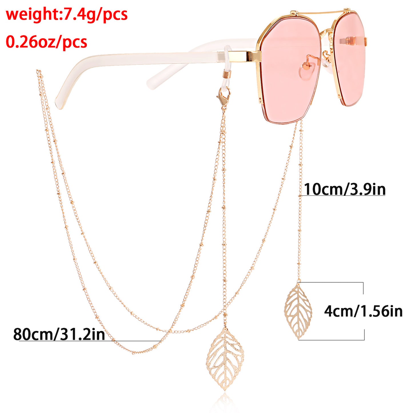 Long Tassel Heart and Leaf Pendant Alloy Eyeglass Chain and Mask Holder