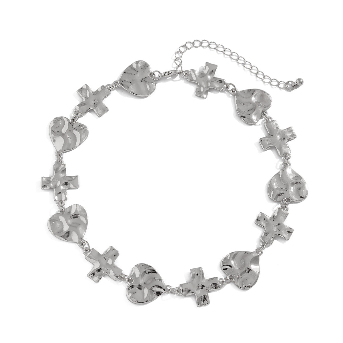 Fashionable Heart Cross Geometric Alloy Plated Necklace for Women