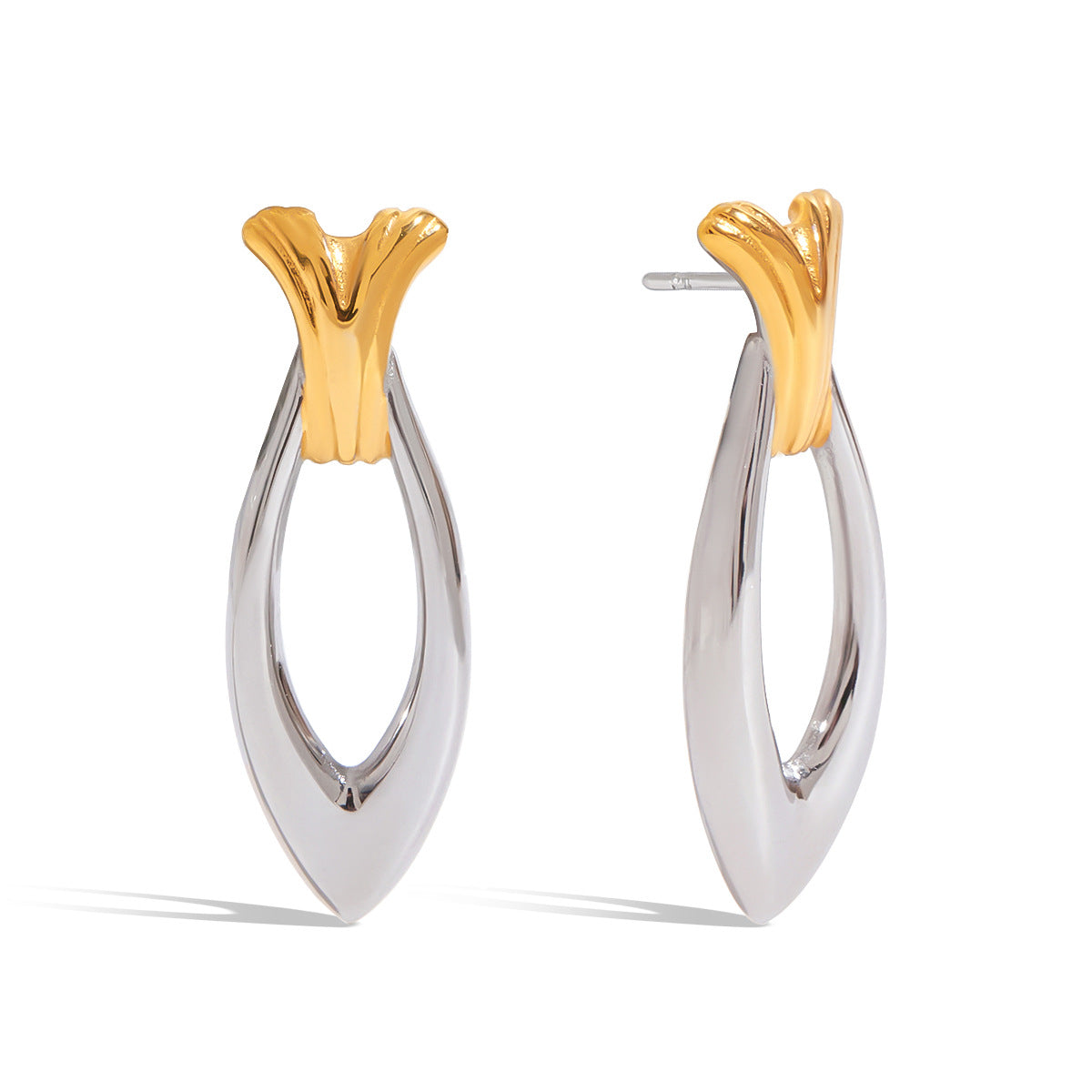 Orecchini a perno geometrici minimalisti in acciaio inossidabile con finitura galvanica per donna, gioielli di lusso ipoallergenici e resistenti allo sbiadimento