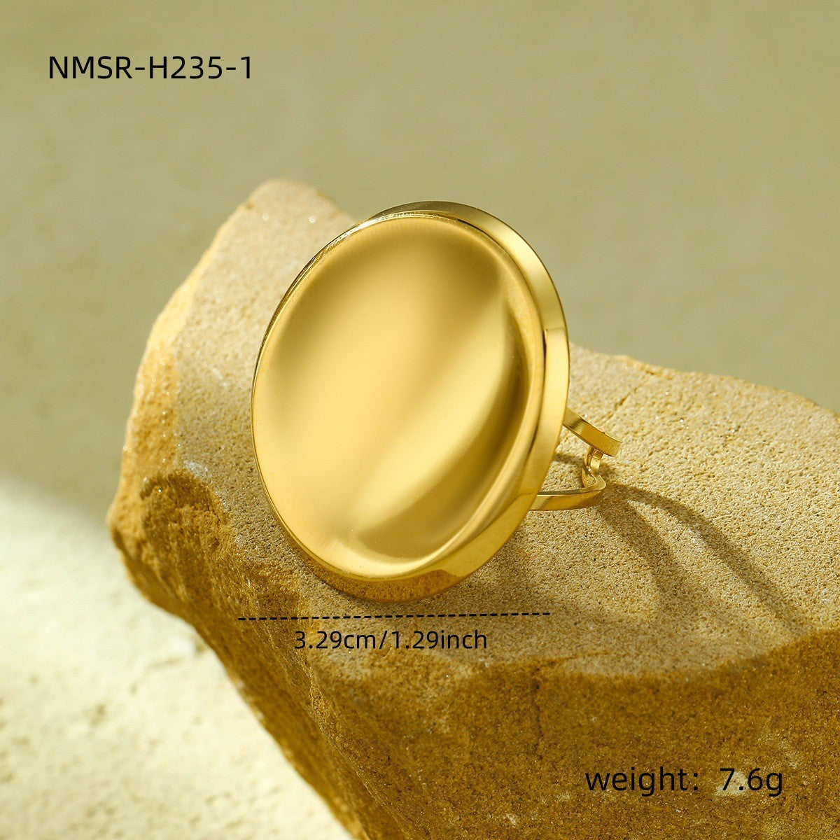 Luxury Minimalist 18K Gold Plated Geometric Heart Open Ring Titanium Steel Jewelry for Women
