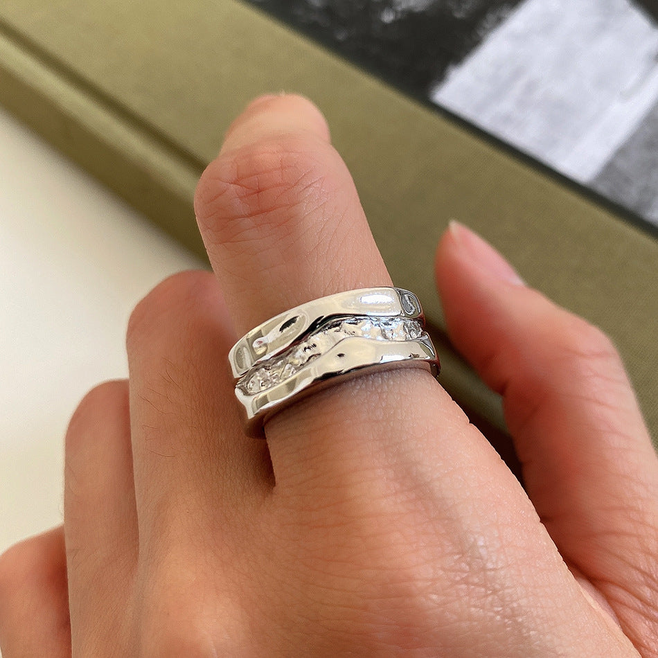 Anillo Irregular de Plata de Ley 925 Minimalista para Mujer