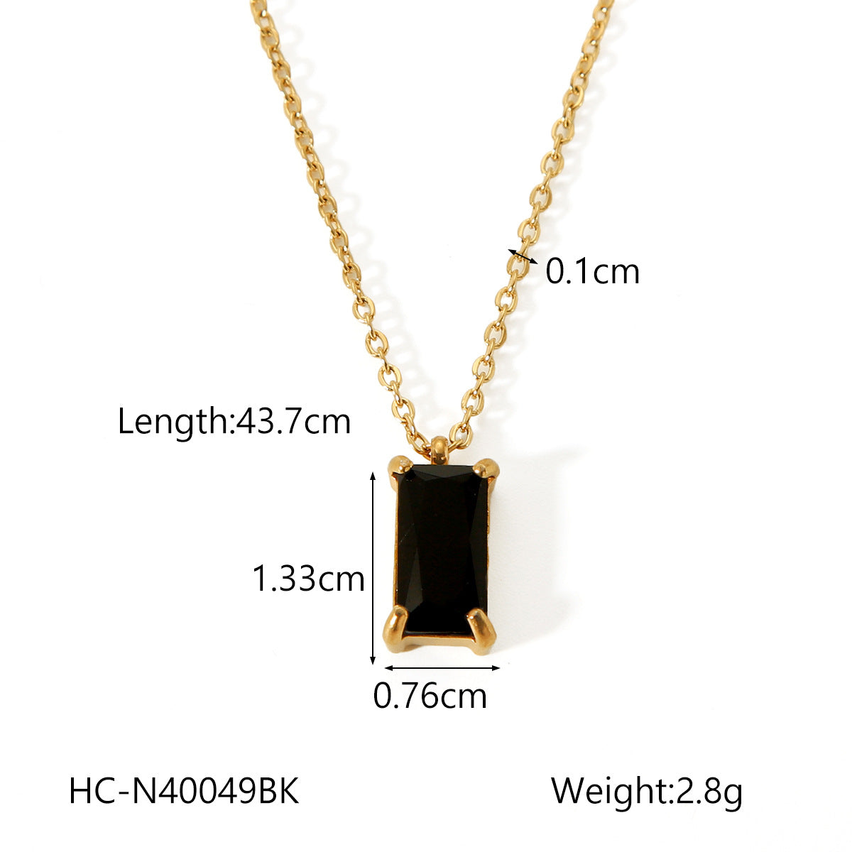 Collana con Pendente Geometrico Minimalista in Acciaio Inossidabile Placcato Oro 18K con Zirconi Cubici da Donna