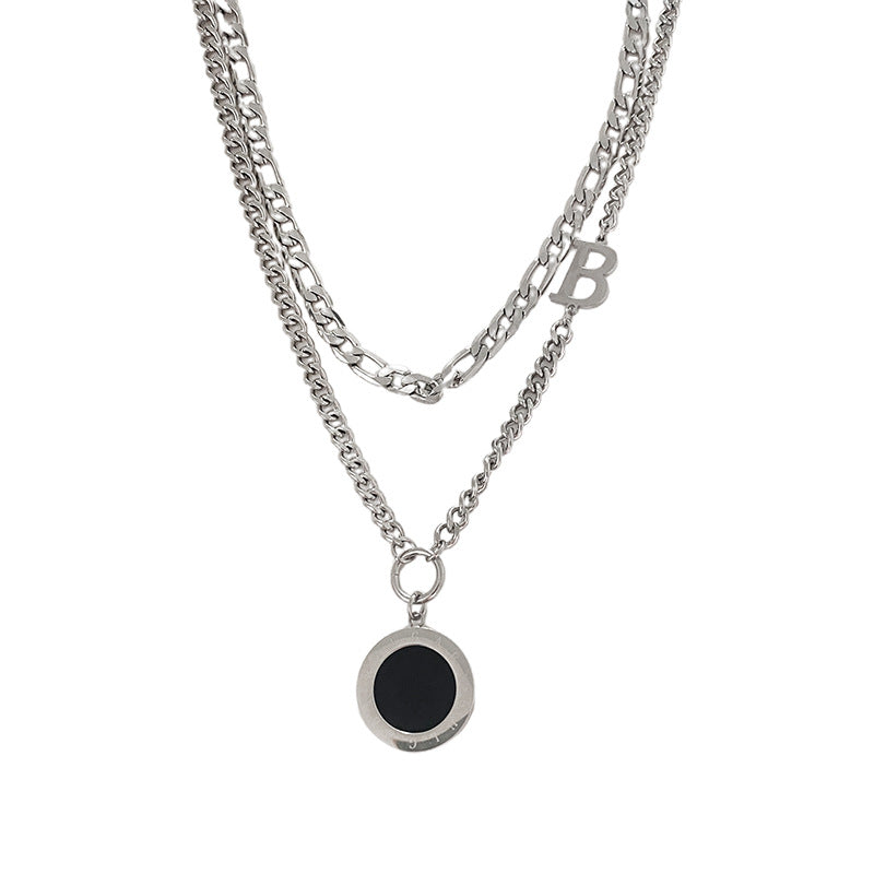 Titanium Steel Plated Long Sweater Chain Necklace Unisex