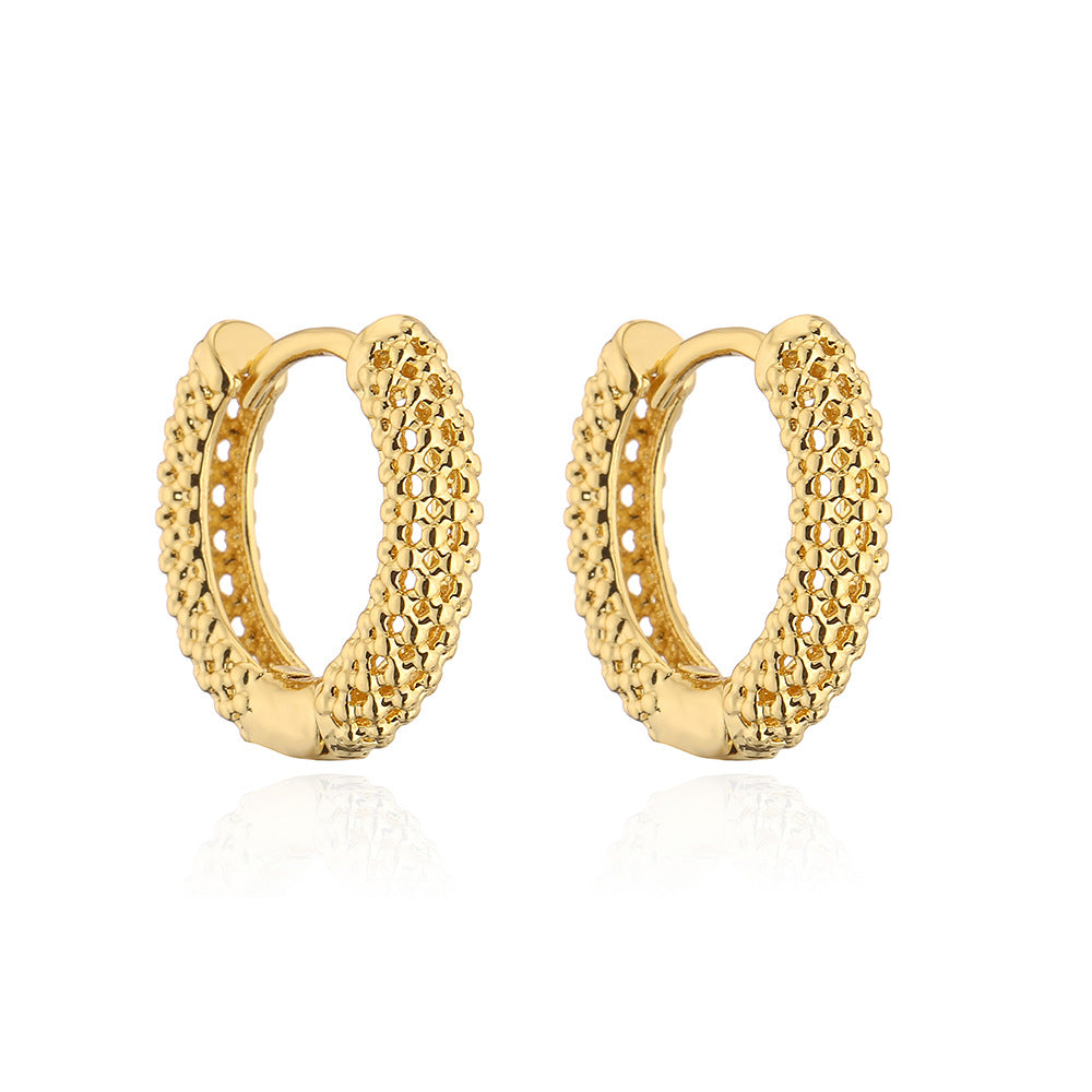 Orecchini a cerchio geometrici minimalisti vintage in rame con placcatura in oro da donna