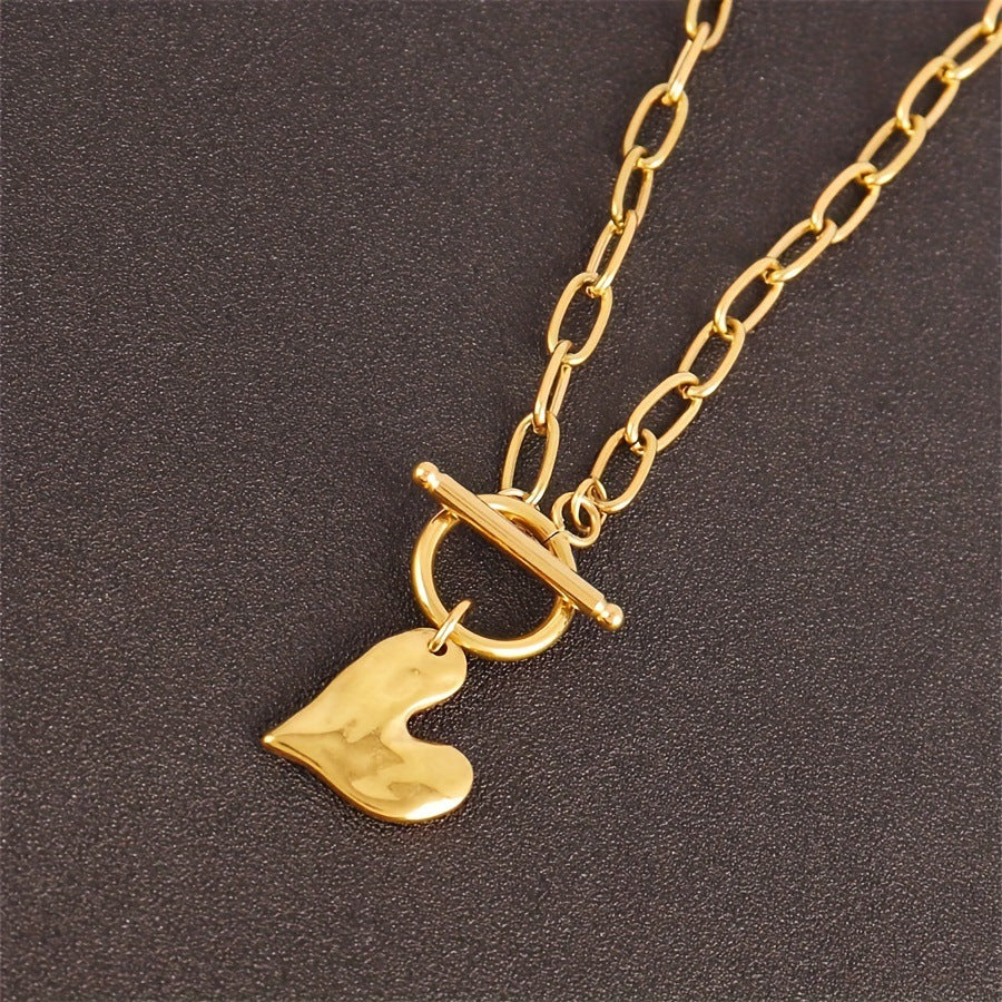 Minimalist Heart-Shaped Stainless Steel Pendant Necklace with Plated Finish for Women and Men
