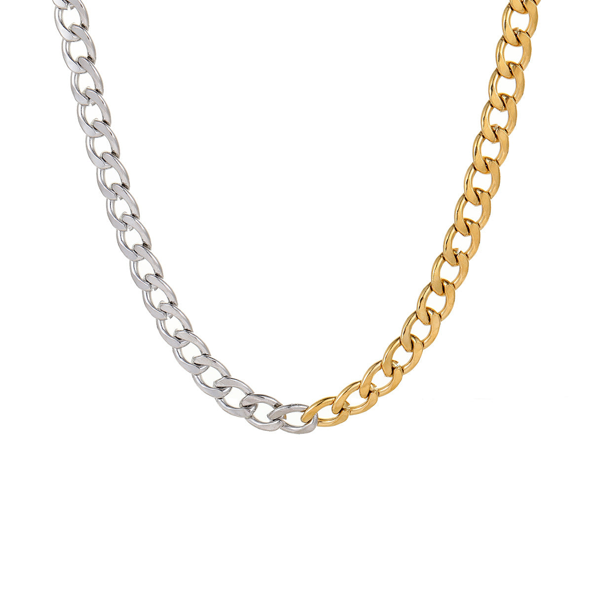 Geometric Stainless Steel Pendant Necklace with 18K Gold Plating for Women, Fashionable Office Wear Style