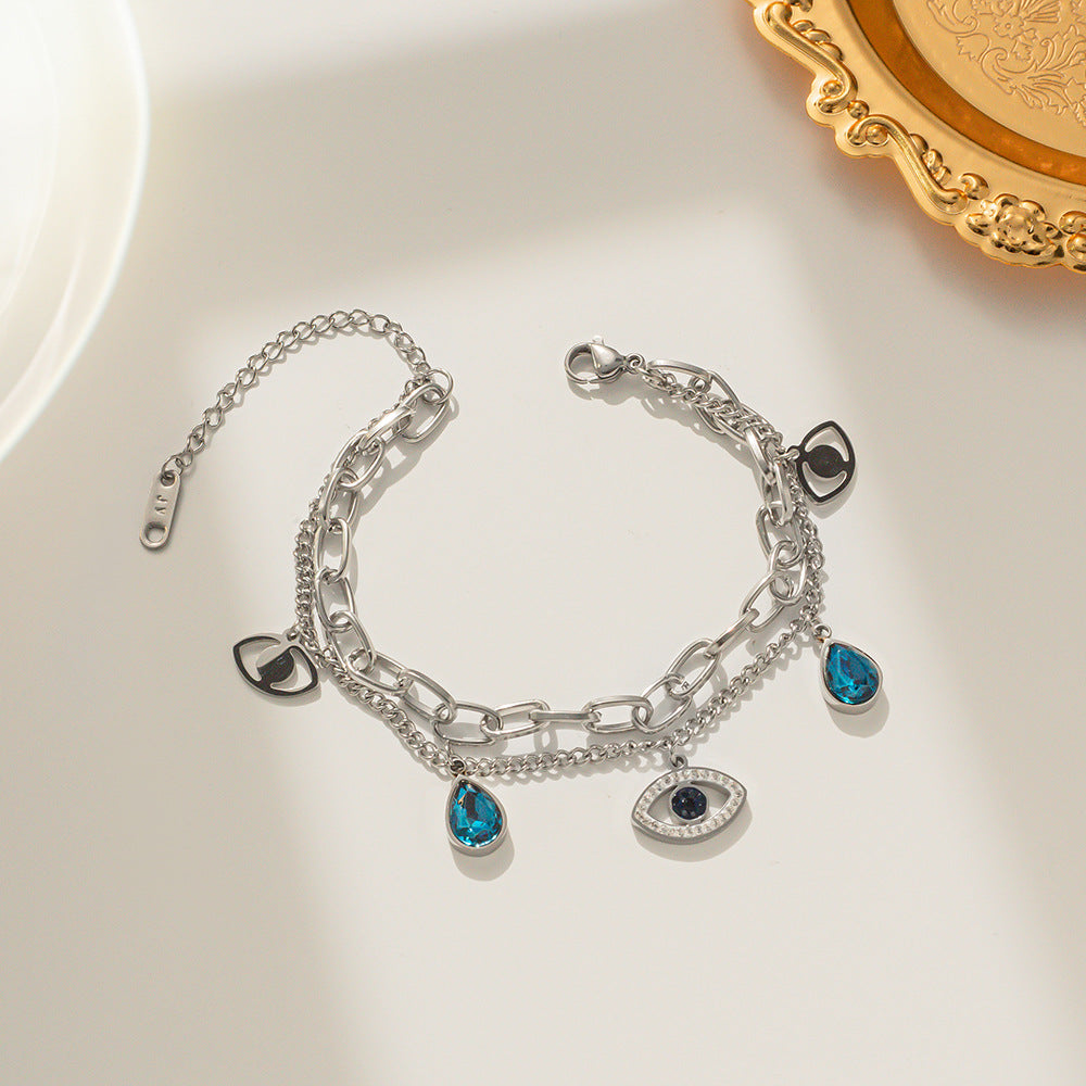 Minimalist Geometric Titanium Steel Bracelet with Plated Finish for Women Featuring Letter Design