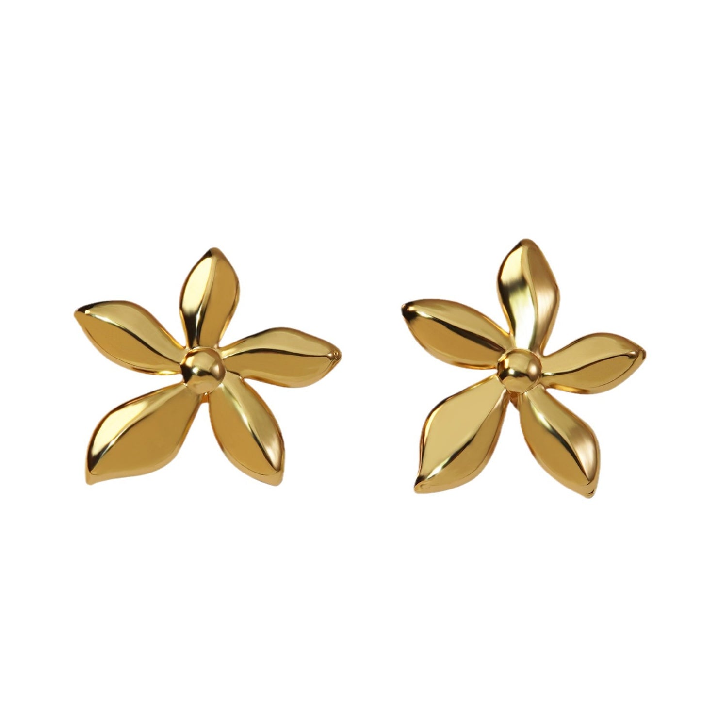 Sweet Elegant Floral Plated Stainless Steel Earrings for Women