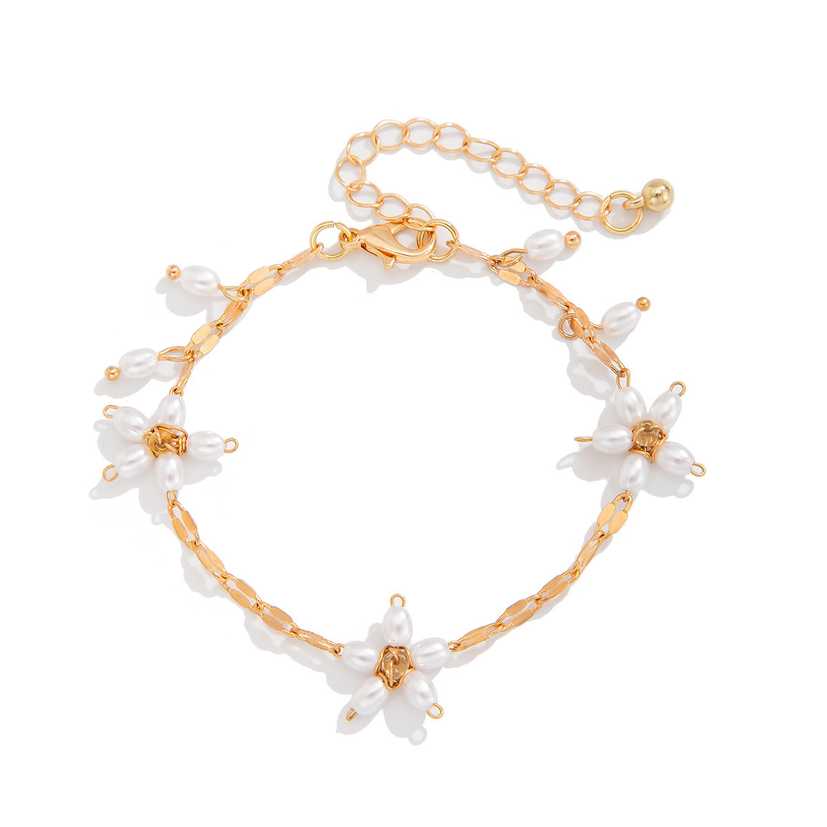 Floral Pearl Brass Plated Necklace for Women