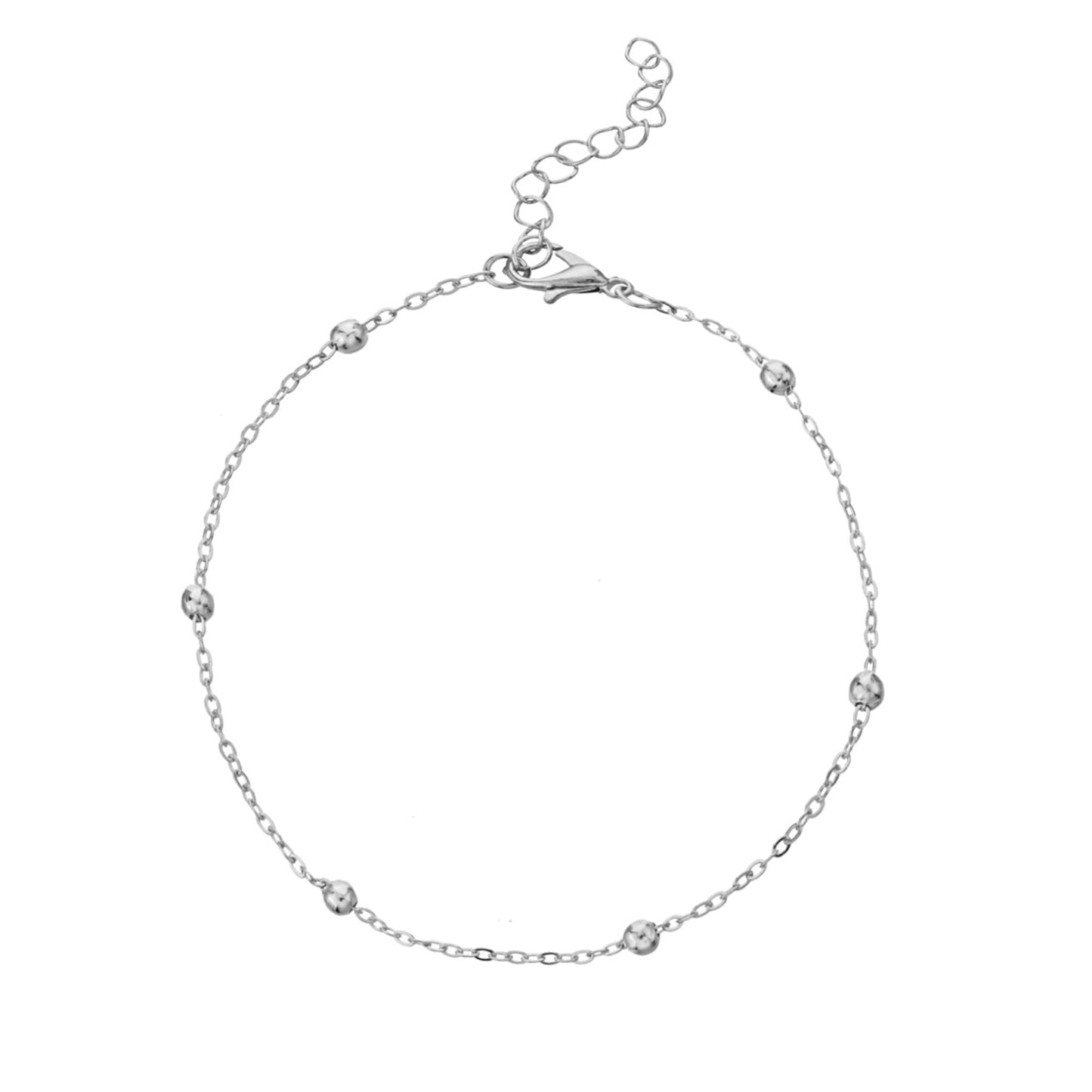 Minimalist Geometric Alloy Anklet for Women with Smooth Round Beads and Handcrafted Metal Design