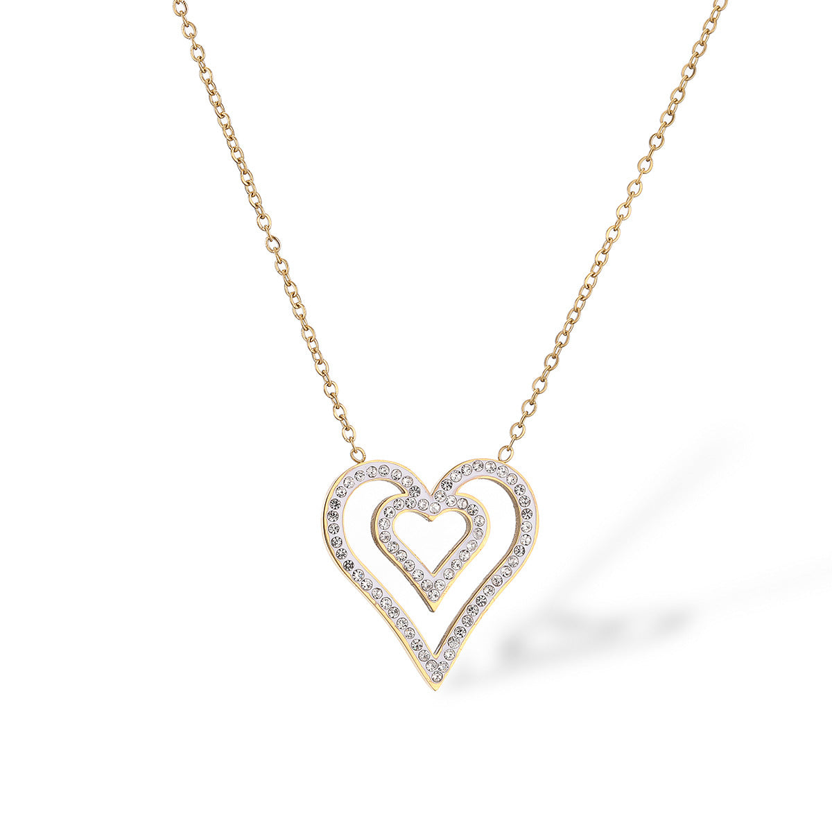 Minimalist Heart-Shaped Titanium Steel Pendant Necklace for Women with Zircon Accents and Clavicle-Friendly Design