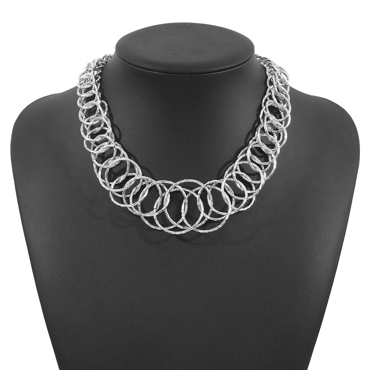 Collana Girocollo Rotonda Geometrica Minimalista in Metallo con Finitura Galvanizzata, Unisex