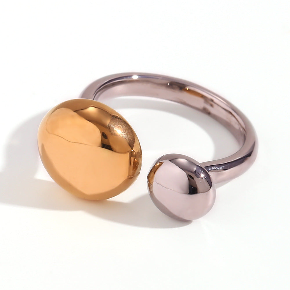 Minimalist Geometric Titanium Steel Ring with 18K Gold Plating for Women