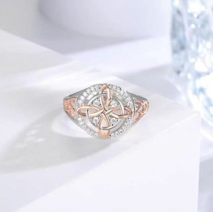 Anello Minimalista Bicolore con Zirconi in Lega di Zinco con Finitura Placcata da Donna