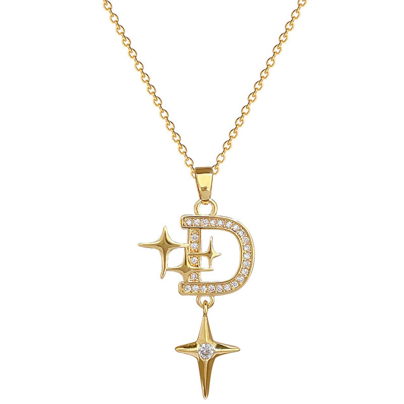 Collar de Lujo con Colgante de Estrella de Acero de Titanio para Mujer con Incrustaciones Completas de Diamantes de Imitación Diseño Geométrico Cadena Ajustable de Guardapelo