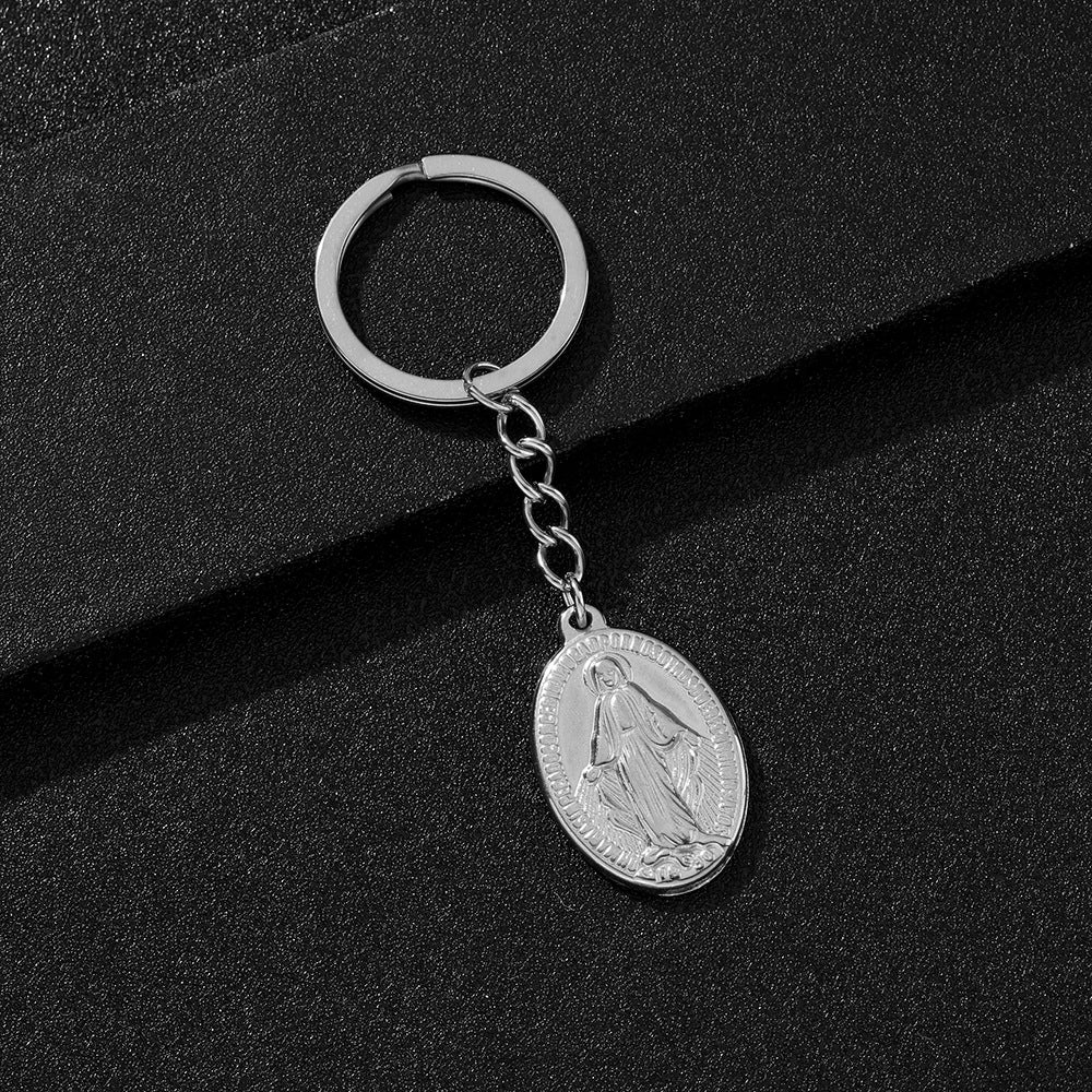 Llavero con dije de María vintage, accesorio de moda, fabricado en acero inoxidable 304, diseño unisex