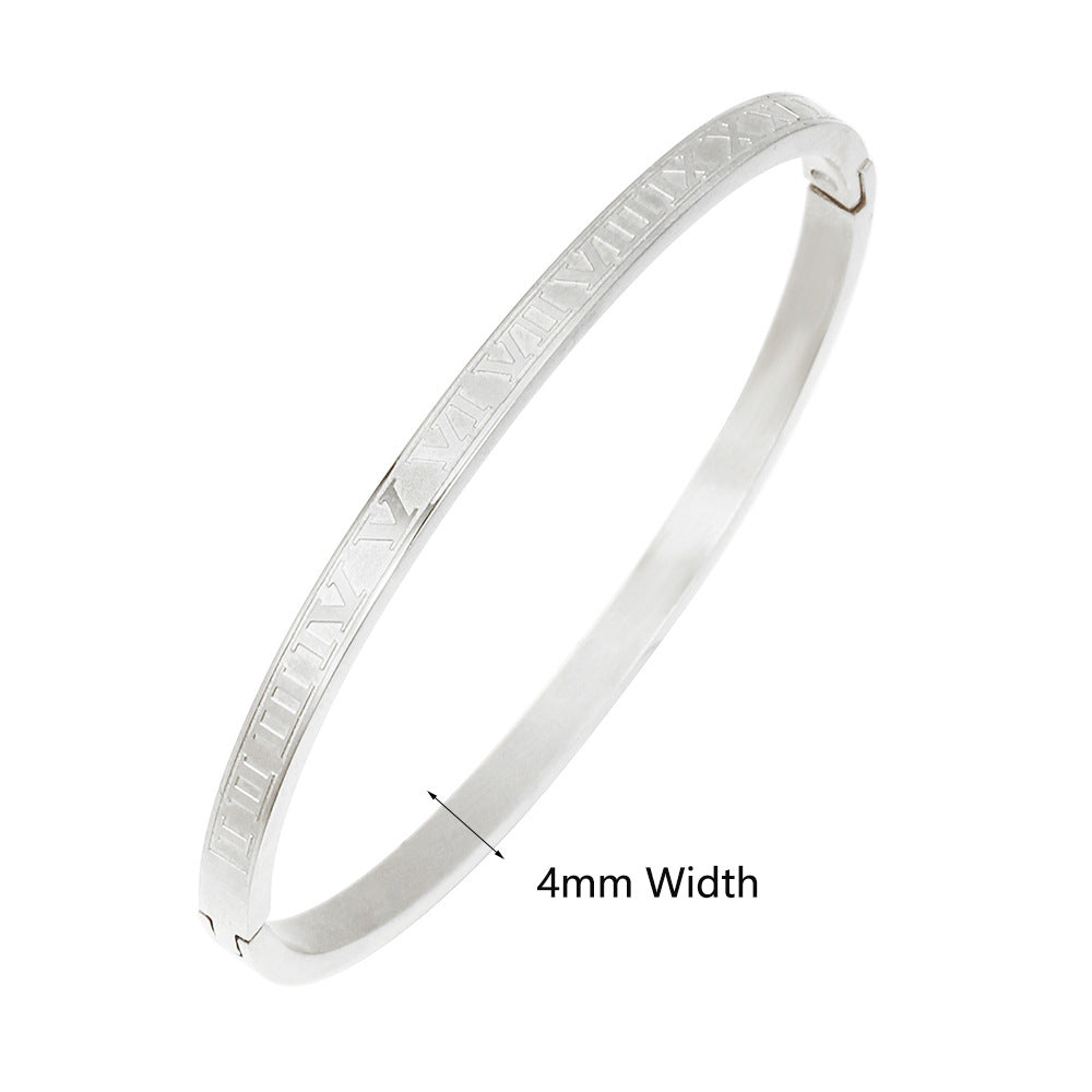Punk Stainless Steel Plated Round Letter Bracelet
