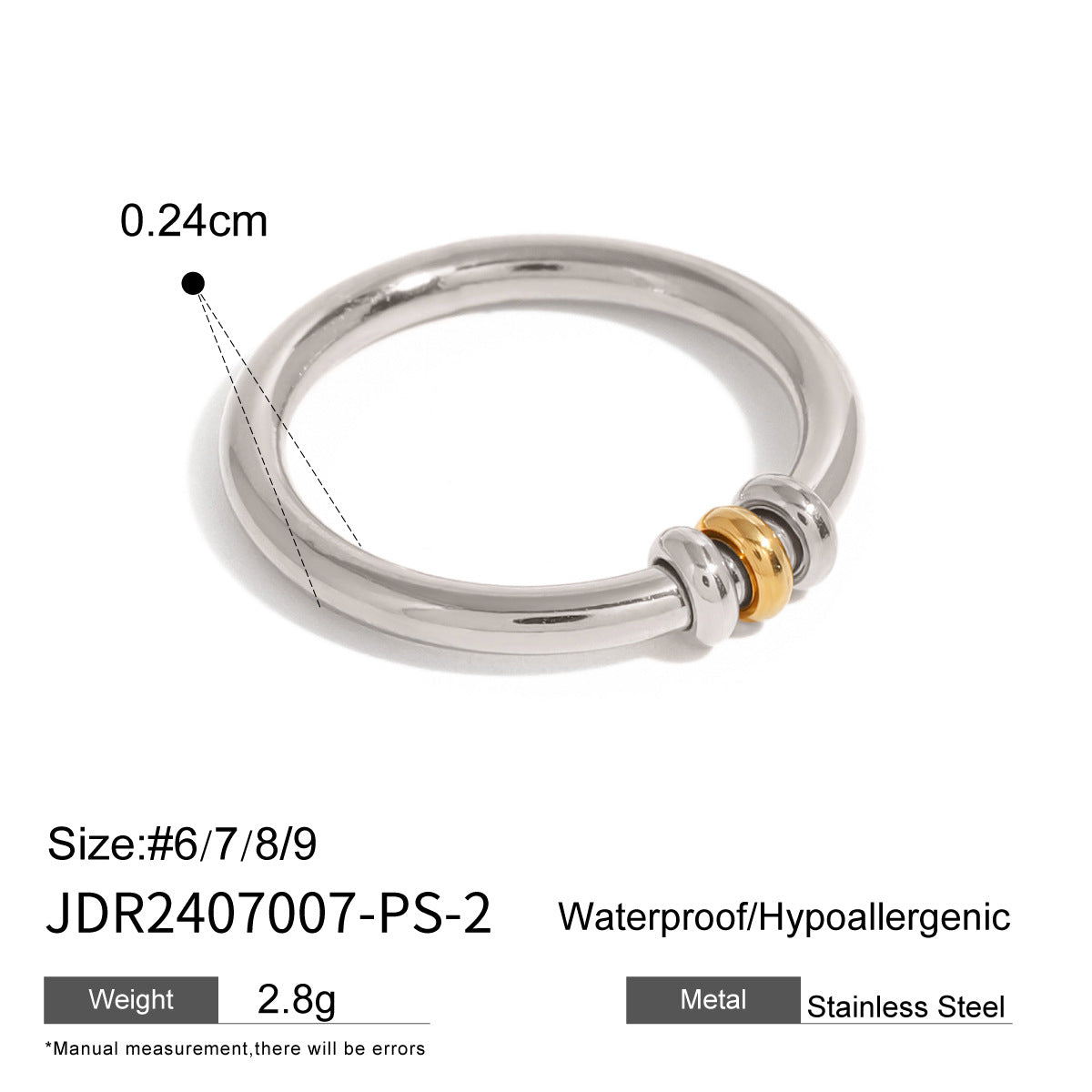 Anello a fascia minimalista da donna in acciaio inossidabile placcato oro 18 carati con design geometrico